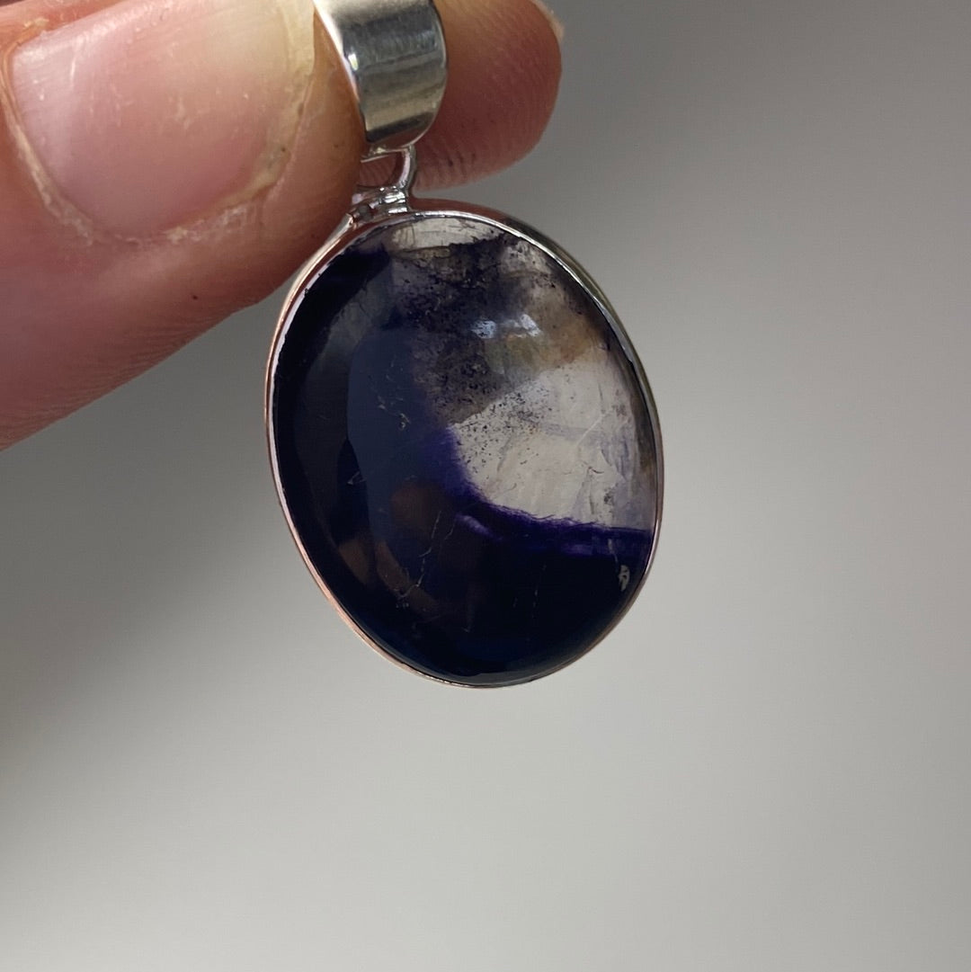 Blue John UK Fluorite Pendant 925 Silver