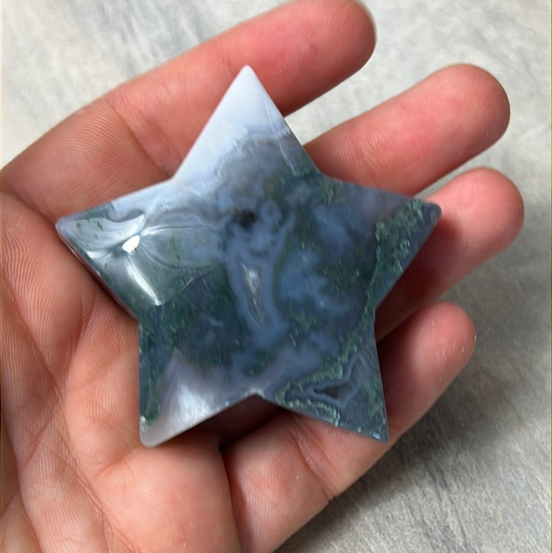 Moss Agate Puff Chunky Star