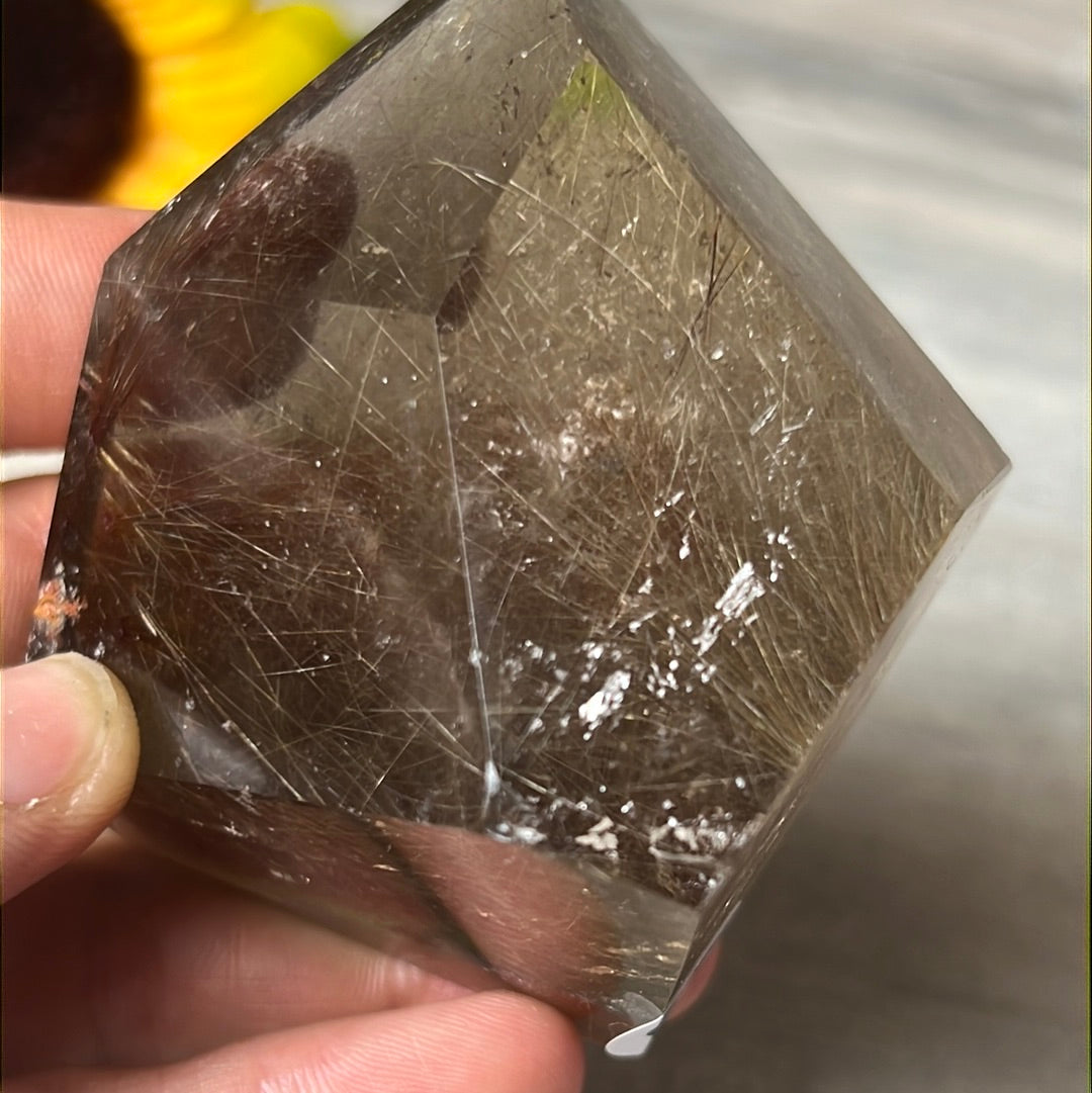 Smoky Rutile Rutilated Quartz Freeform AA Grade