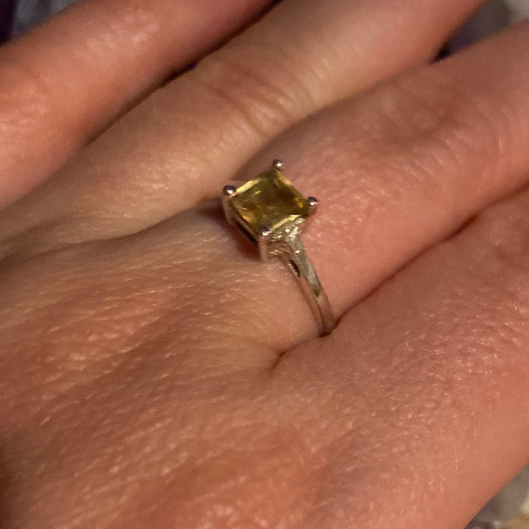 Citrine 925 Facet Sterling Silver Ring -  Size N