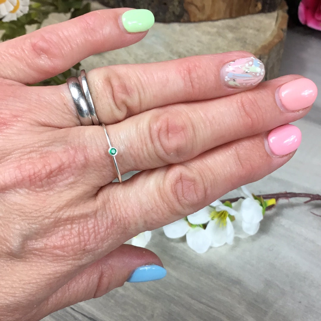 Emerald Stacker 925 Sterling Silver Ring