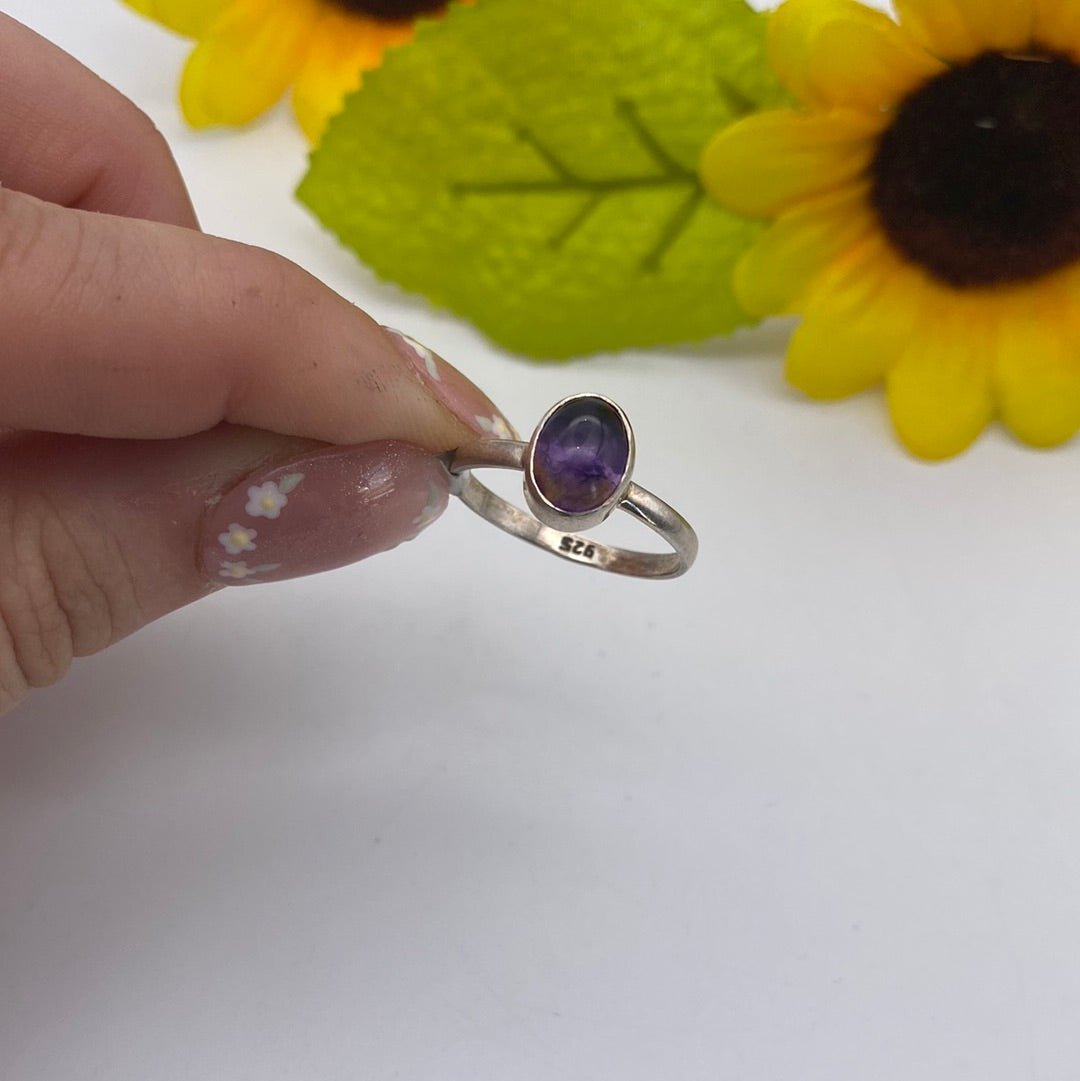 Amethyst 925 Sterling Silver Ring -  Size R 1/2