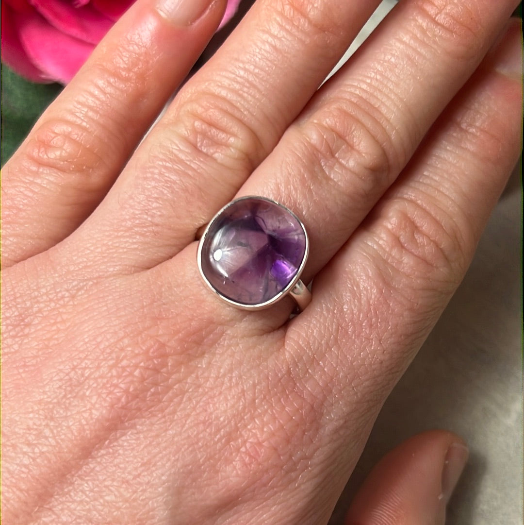 Amethyst 925 Sterling Silver Ring - Size P 1/2