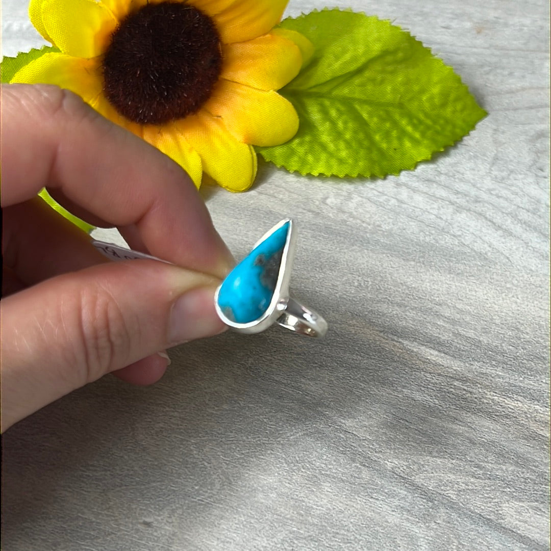 Andean Blue Opal 925 Sterling Silver Ring -  Size L 1/2