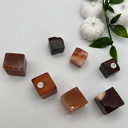 Carnelian polished cubes tumbles