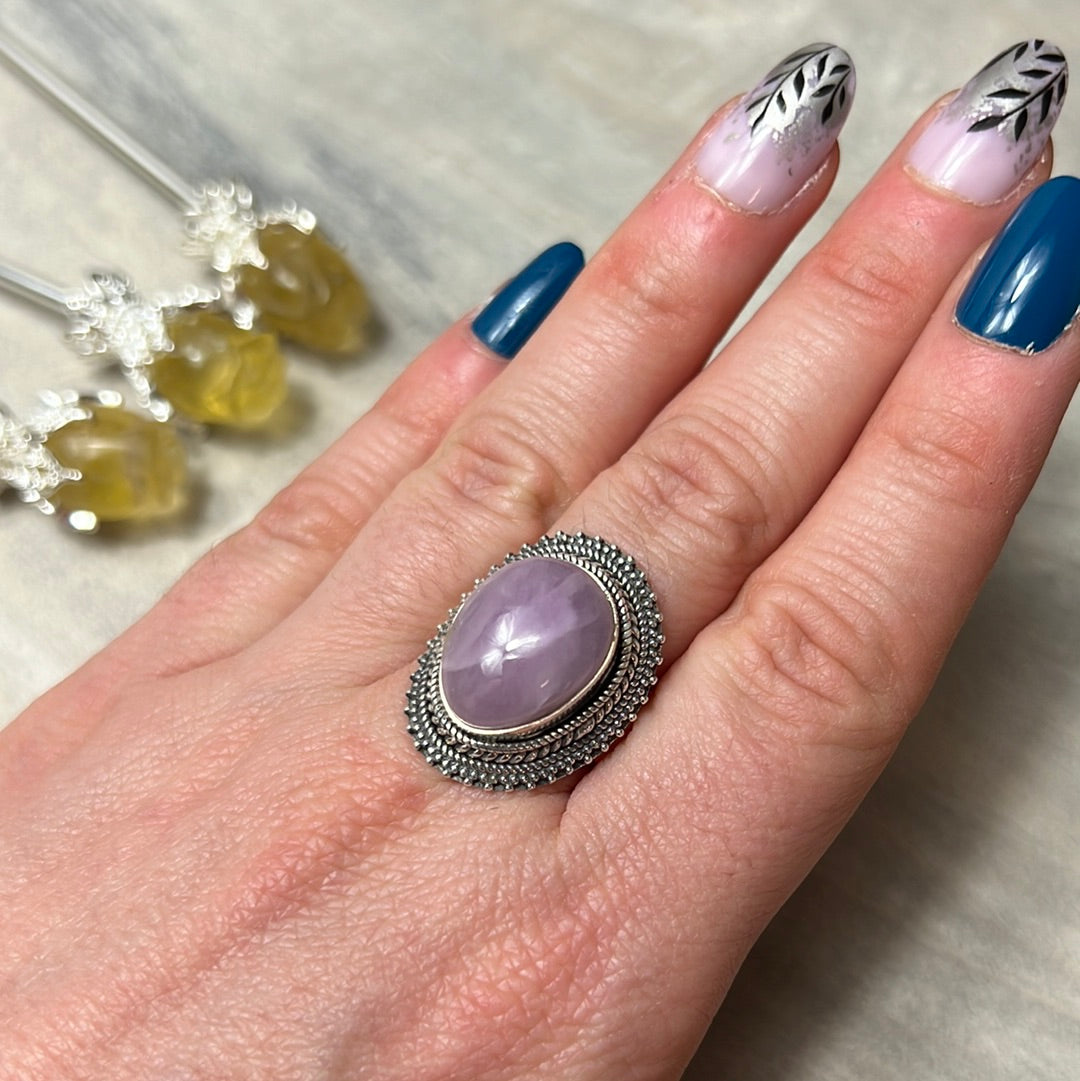 Kunzite 925 Silver Ring - Size P 1/2
