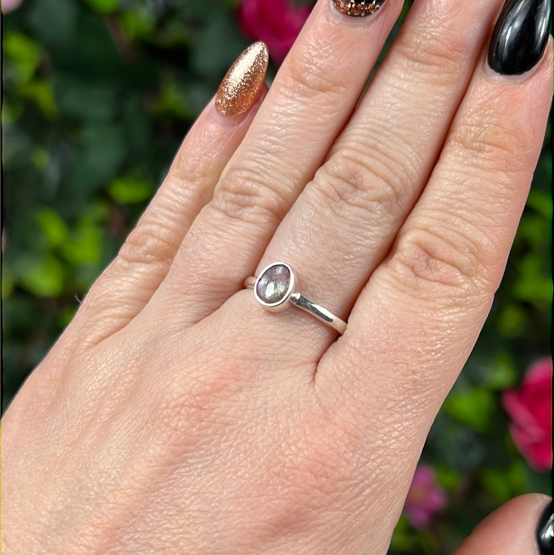 Watermelon Tourmaline 925 Ring - Size O