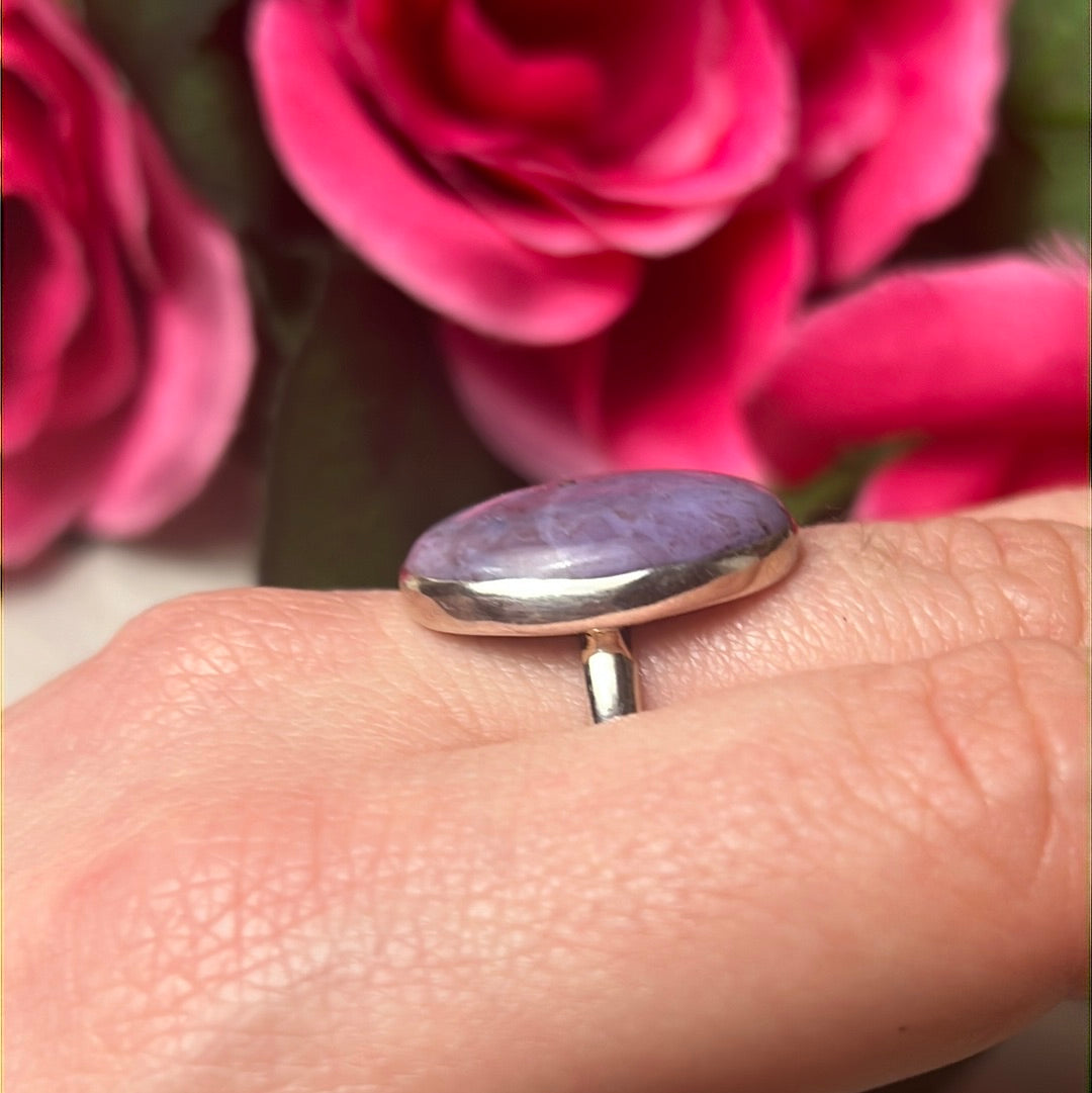 Purple Jade Natural 925 Sterling Silver Ring -  Size P - P 1/2