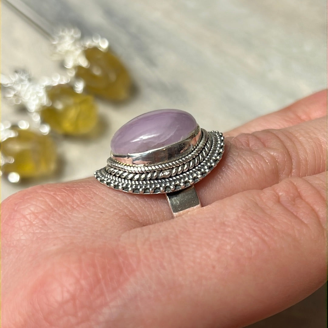 Kunzite 925 Silver Ring - Size P 1/2