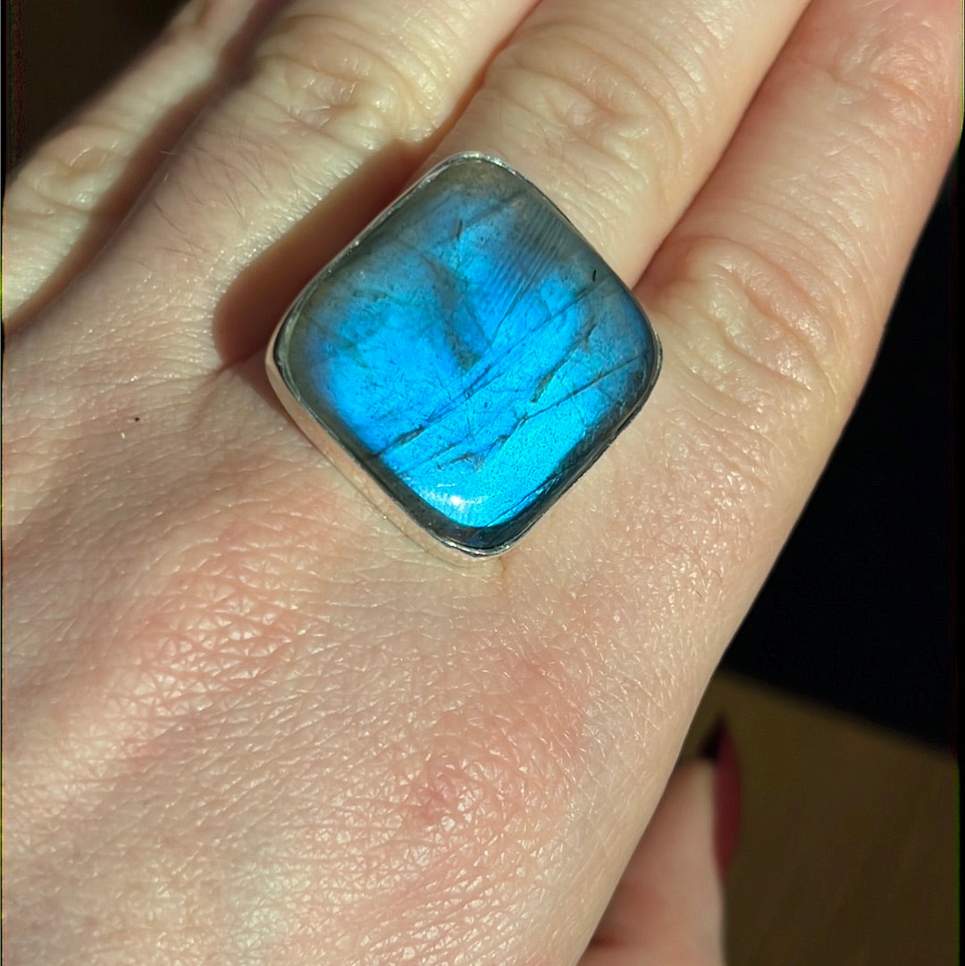 Labradorite AA GRADE 925 Silver Ring -  Size S - S 1/2