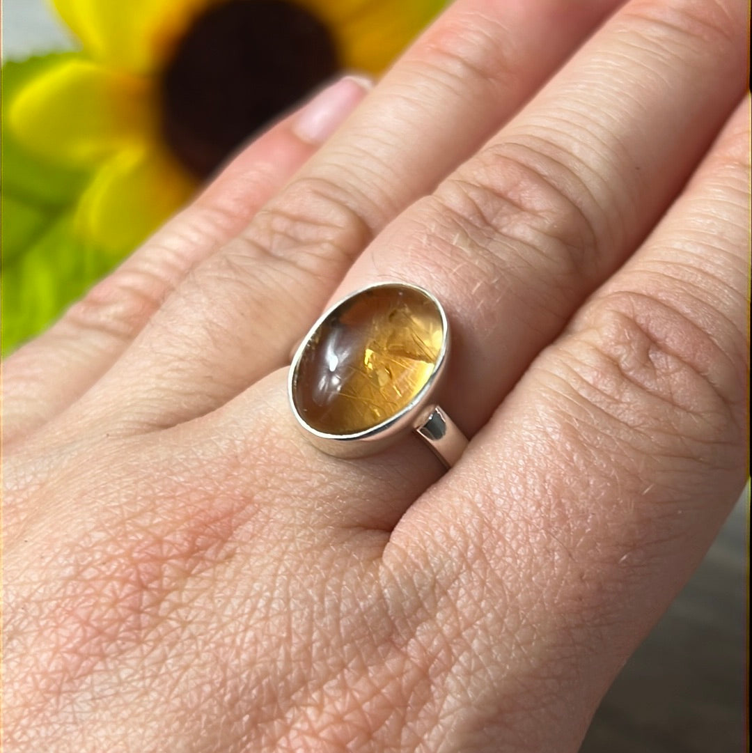 Citrine 925 Sterling Silver Ring - N 1/2