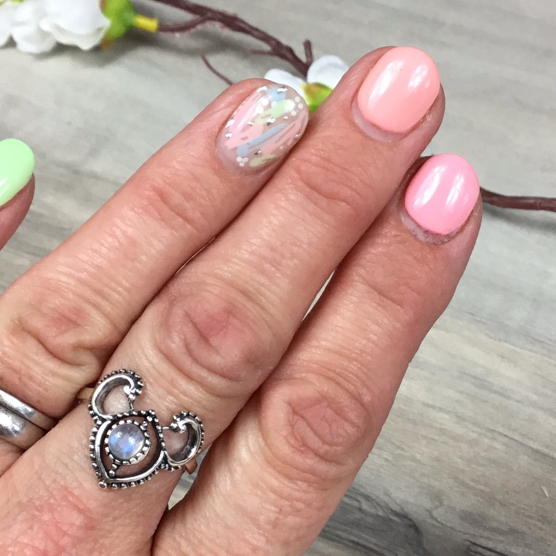 Crown Moonstone Mandala 925 Sterling Silver Ring