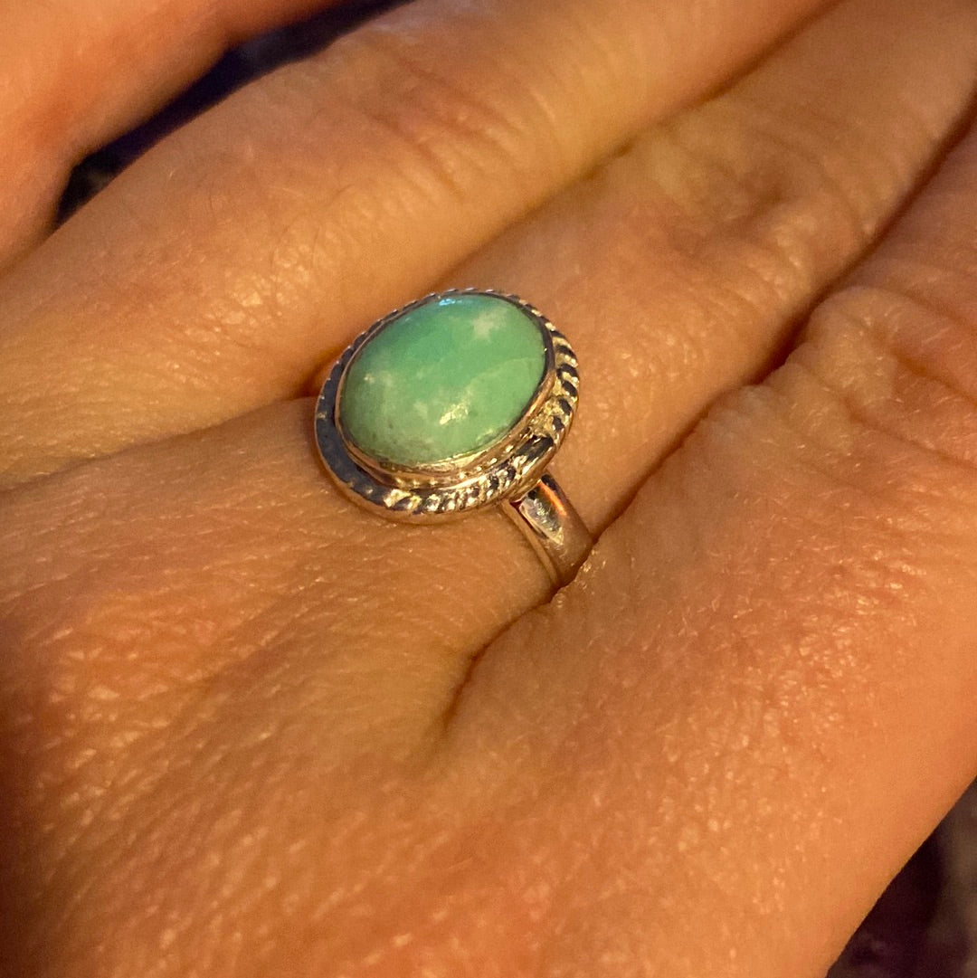 Chrysoprase 925 Sterling Silver Ring -  Size N 1/2