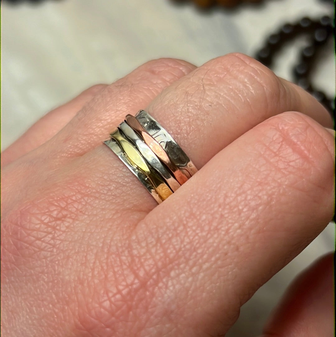Fidget Spinner Sterling 925 Triple Band Ring