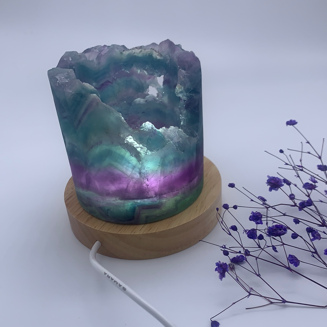 Wood White Light base lamp stand - USB 10cm