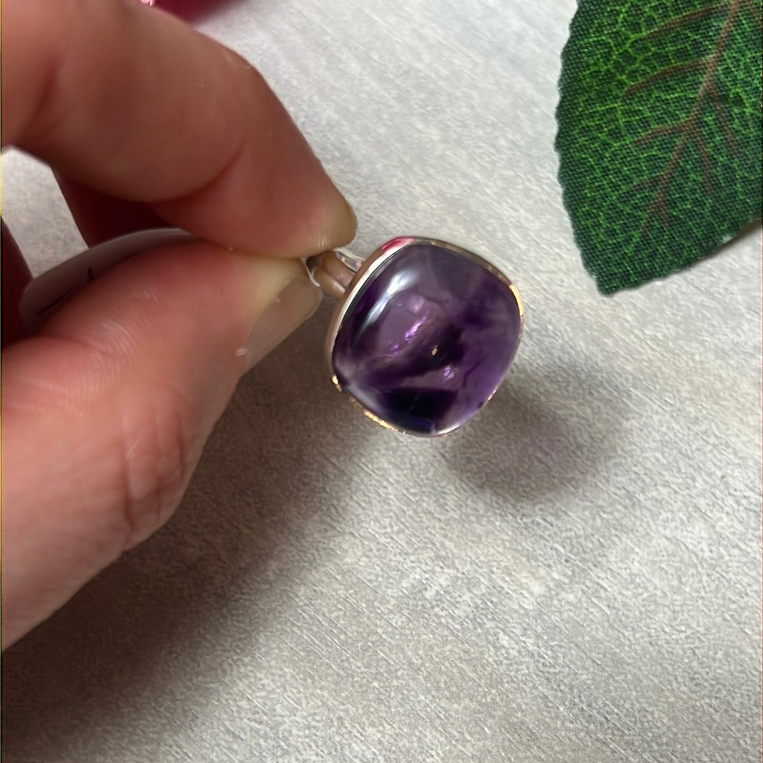 Amethyst 925 Sterling Silver Ring - Size L - L 1/2