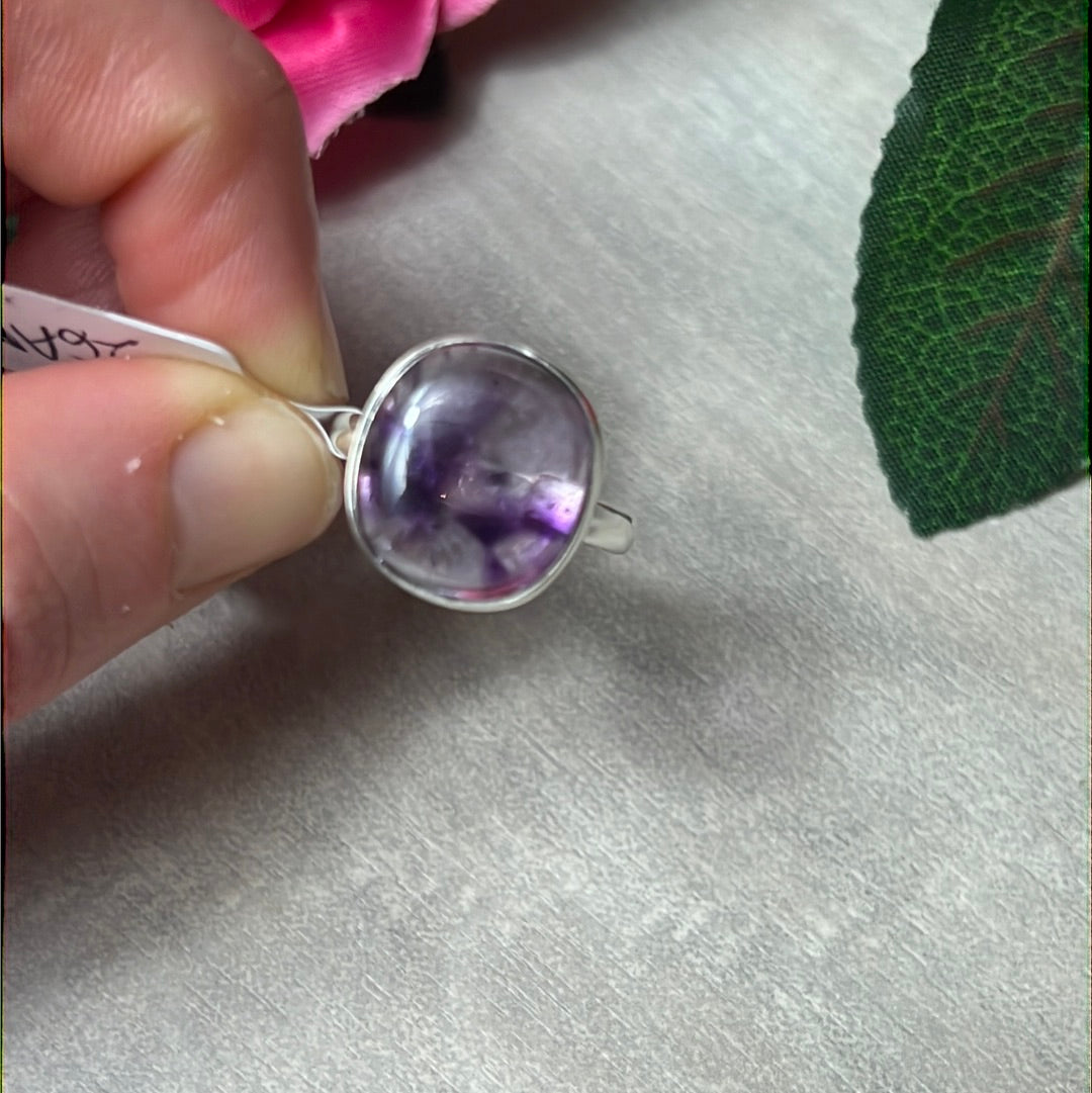 Amethyst 925 Sterling Silver Ring - Size P 1/2