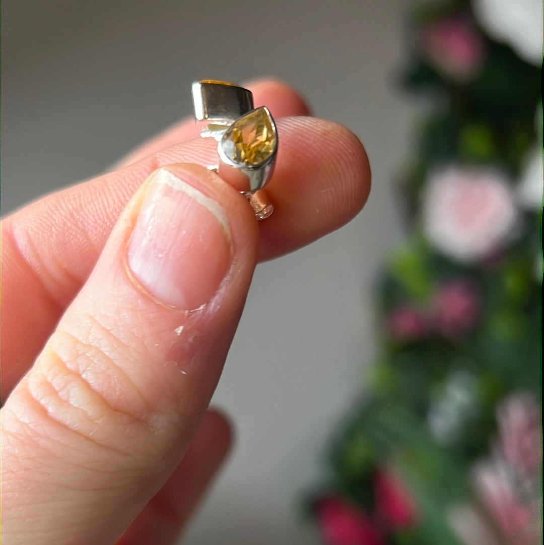 Citrine Facet 925 Sterling Studs Earrings