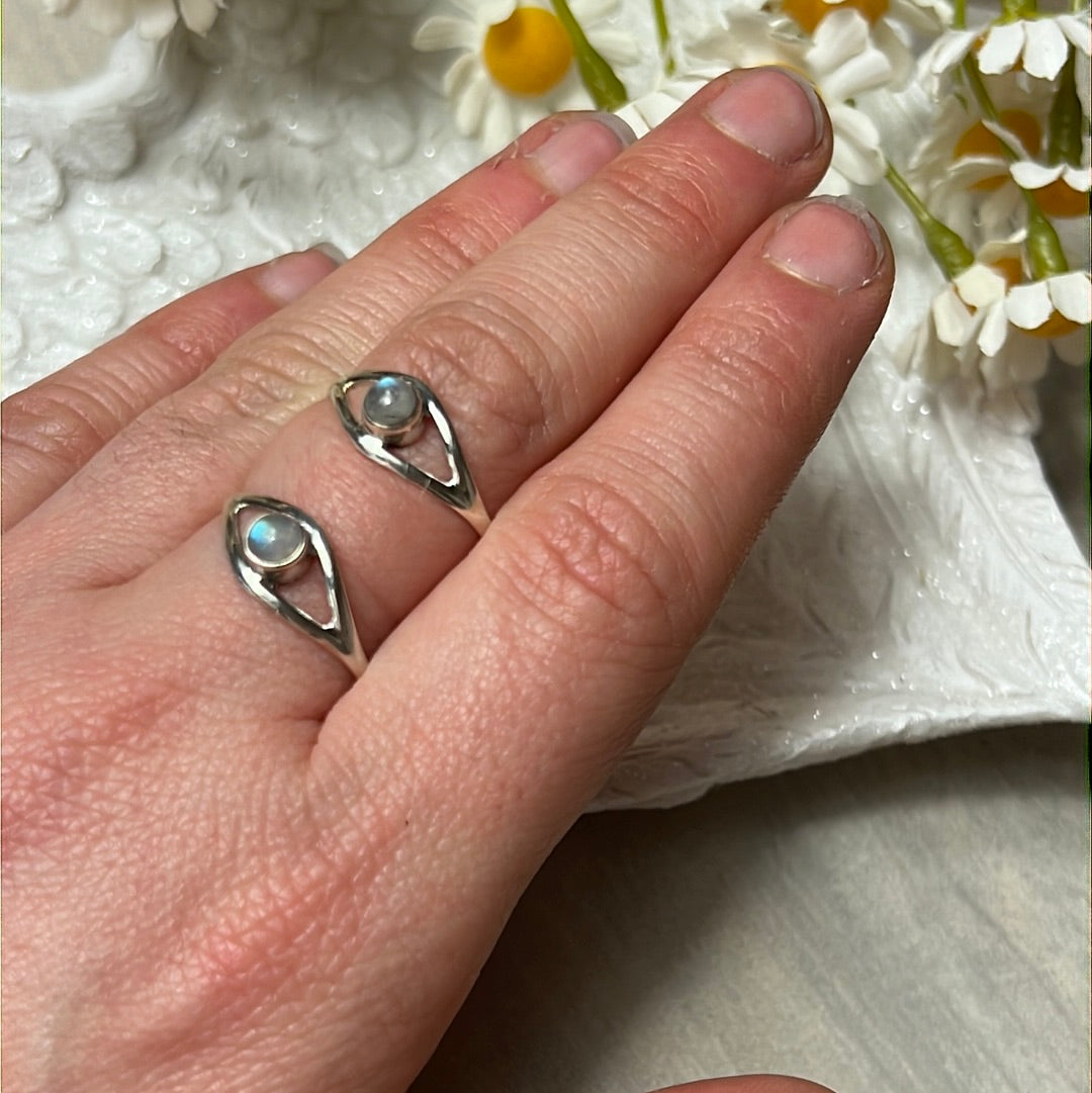 Moonstone Evil Eye 925 Silver Ring