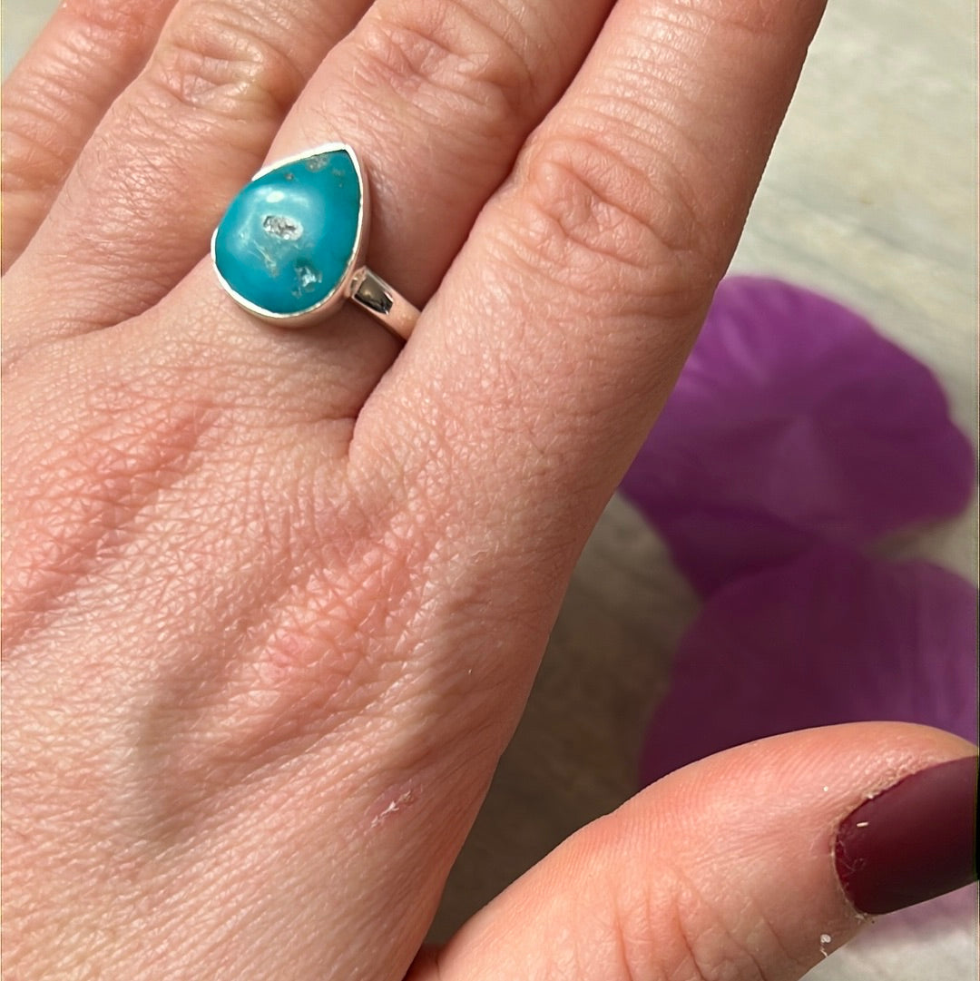 Turquoise Sleeping Beauty  - RARE 925 Ring - Size  L 1/2 - M