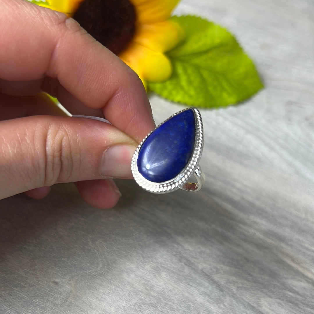 Lapis 925 Sterling Silver Ring - Size L 1/2