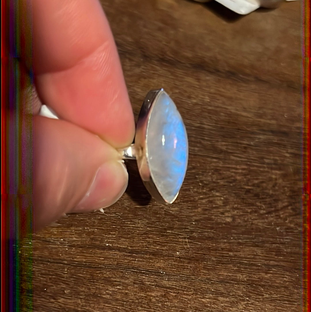 Moonstone 925 Sterling Silver Ring -  Size L