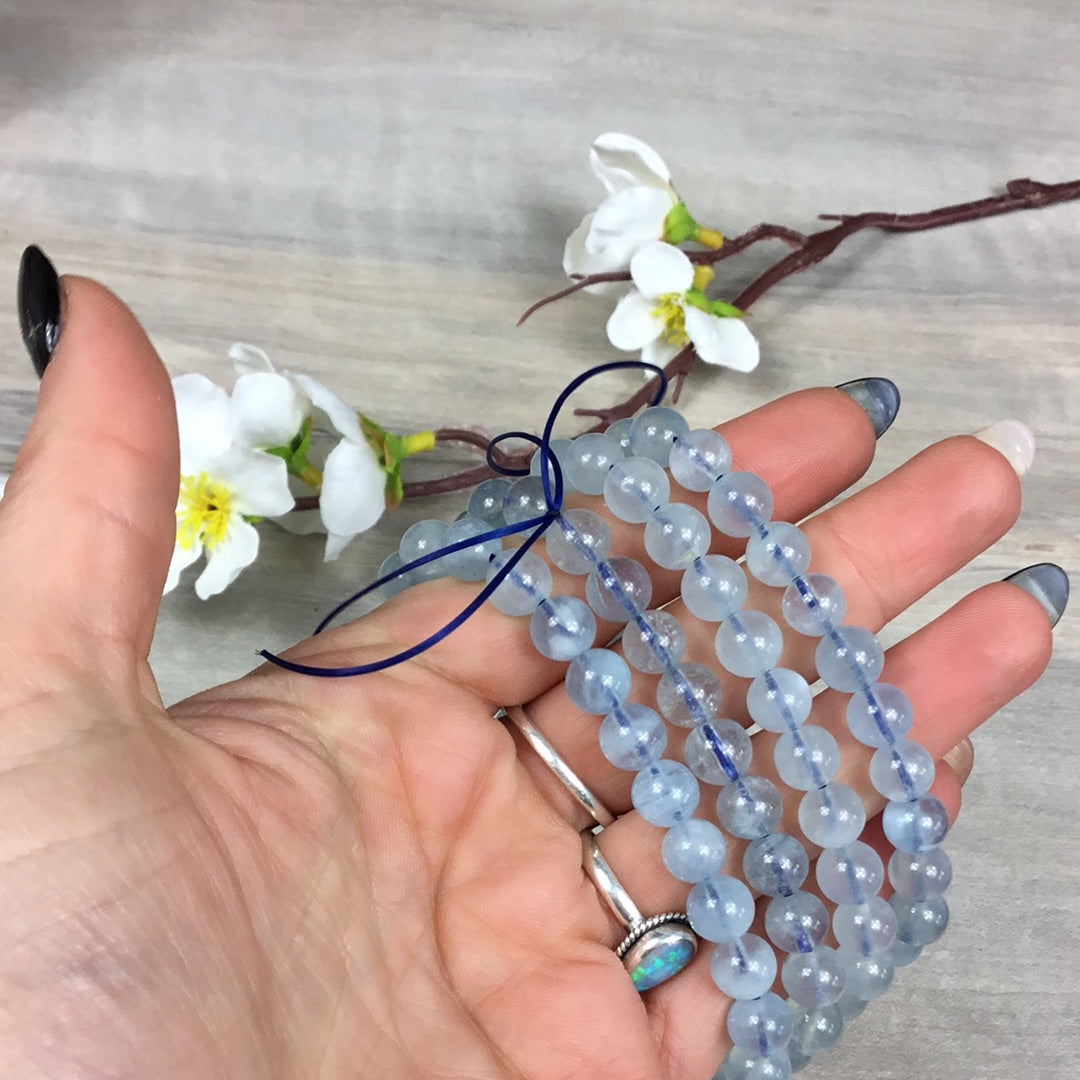 Aquamarine - 7mm Bead Bracelet