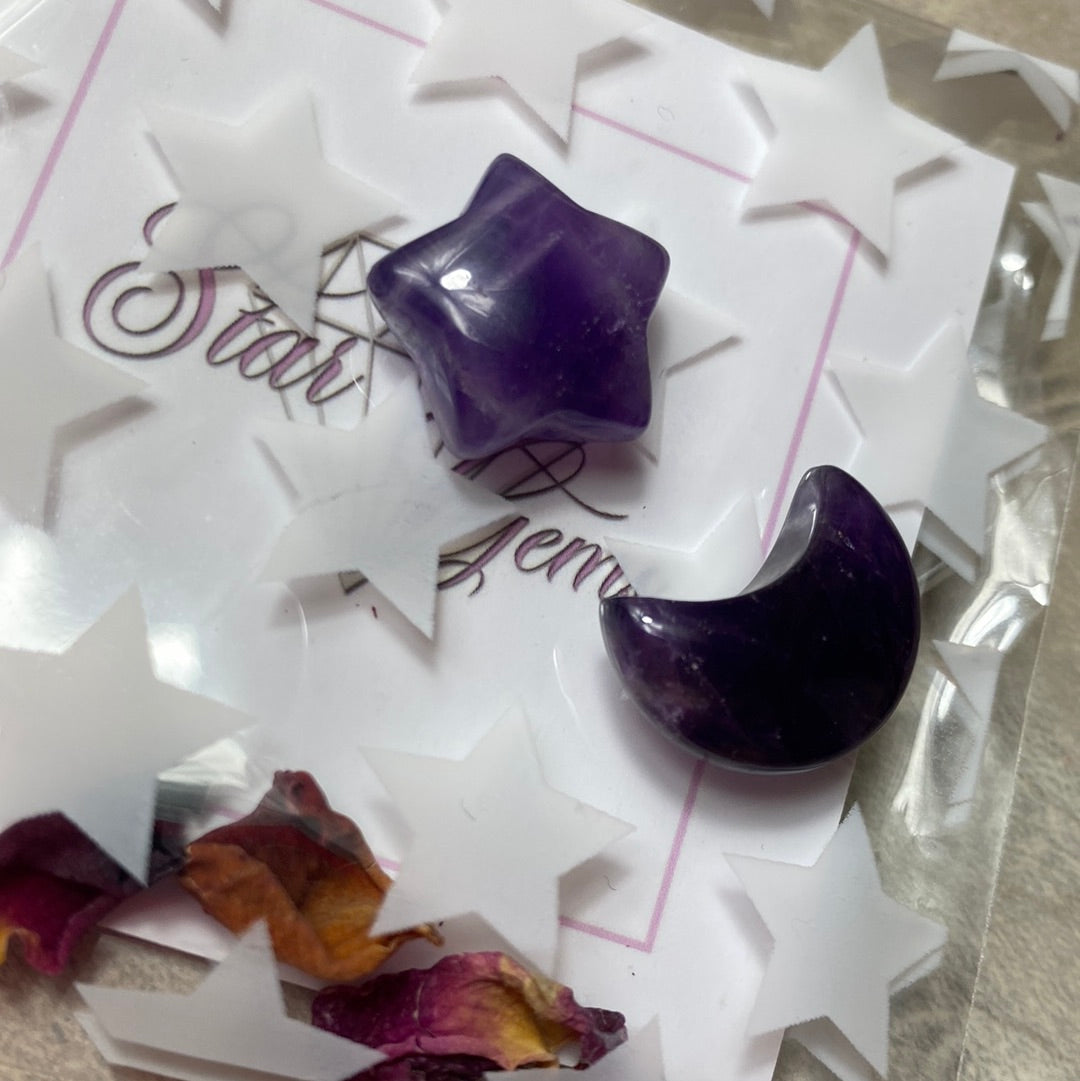 Amethyst Mini Moon Star Pair