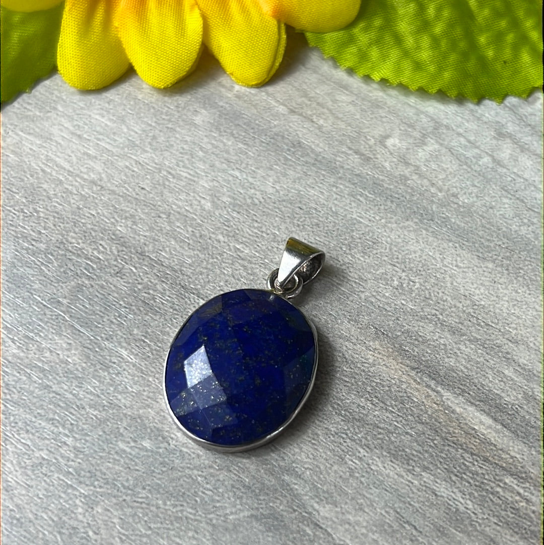Lapis Facet 925 Sterling Pendant