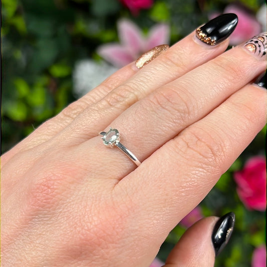 Blue Tourmaline Facet 925 Silver Ring - Size Q