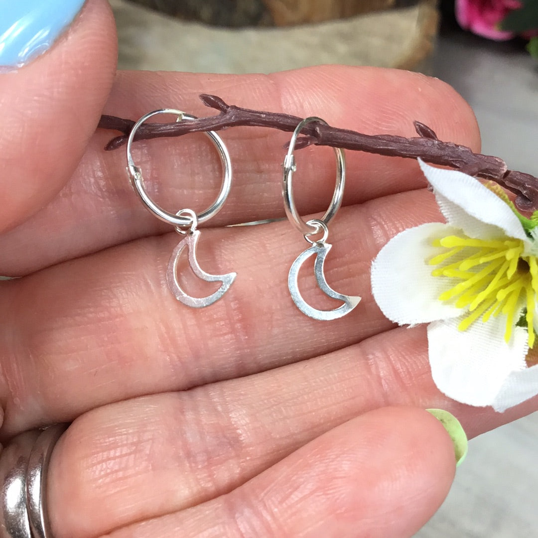 Moon Huggie Hoops - 925 Sterling Earrings