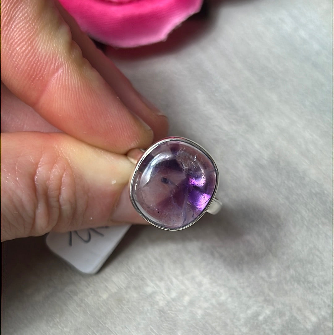 Amethyst 925 Sterling Silver Ring - Size P 1/2