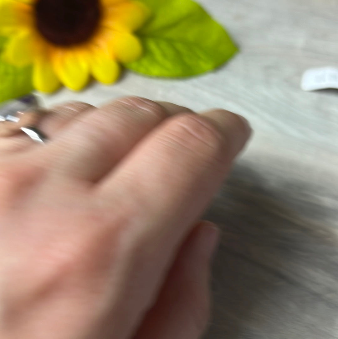 Amethyst Facet - Bi Colour 925 Sterling Silver Ring - Size M - M 1/2