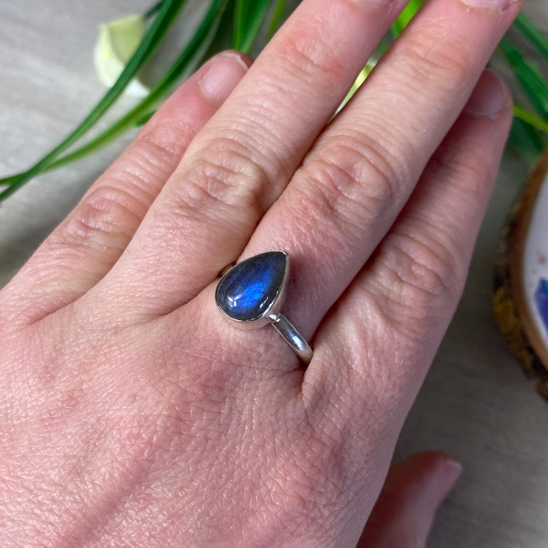 Labradorite 925 Sterling Silver Ring -  Size R 1/2
