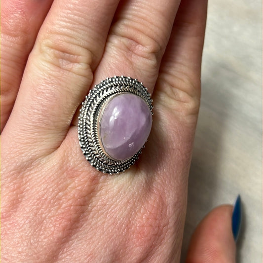 Kunzite 925 Silver Ring - Size P 1/2