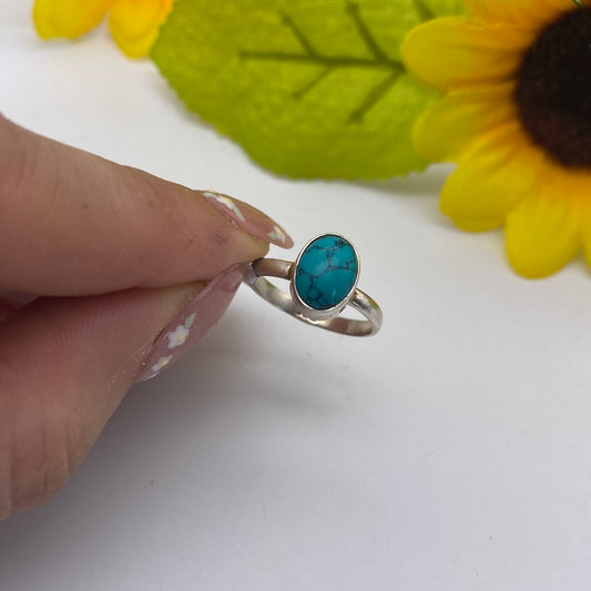 Turquoise 925 Sterling Silver Ring -  Size L 1/2