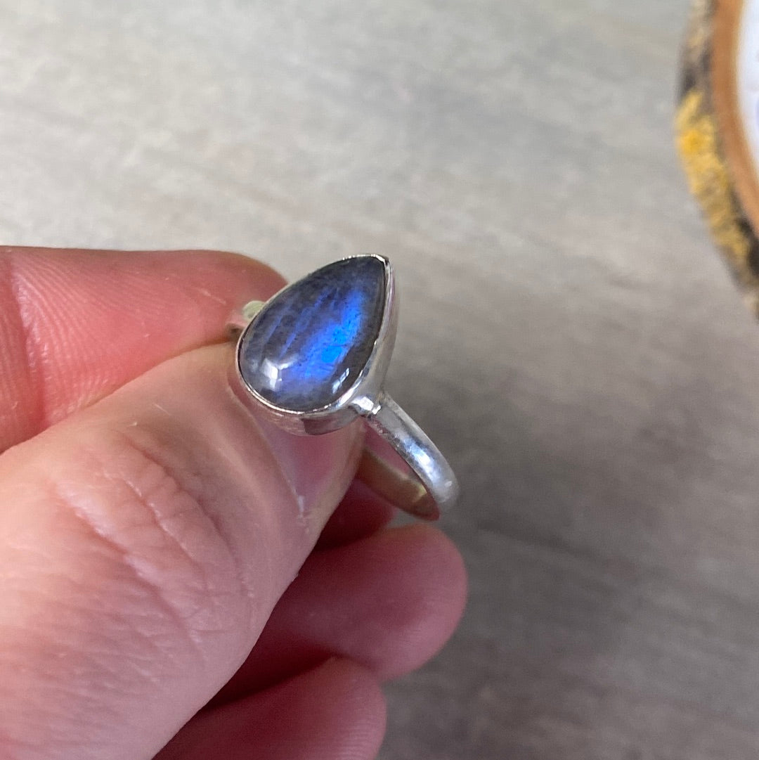 Labradorite 925 Sterling Silver Ring -  Size R 1/2