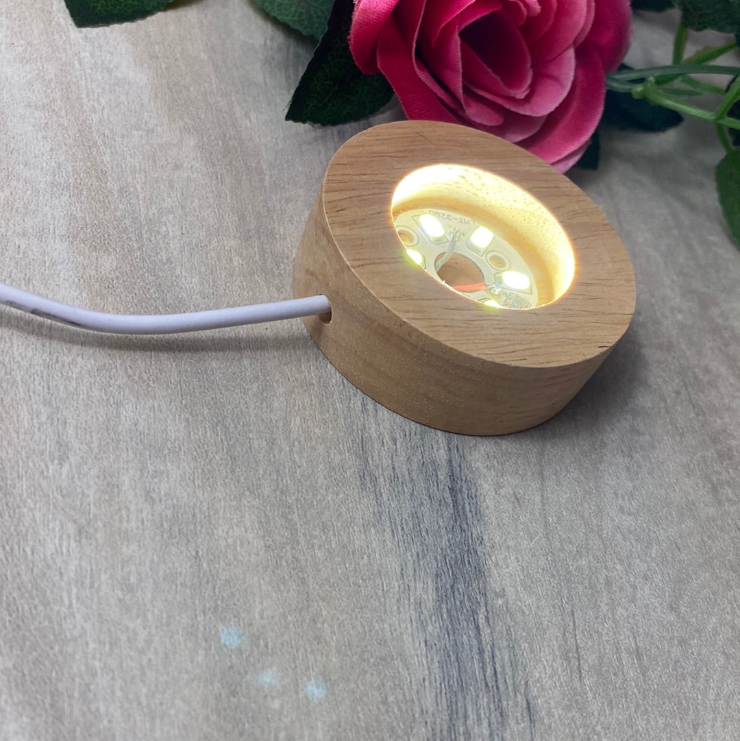 Wood White Light lamp base stand - USB 60mm