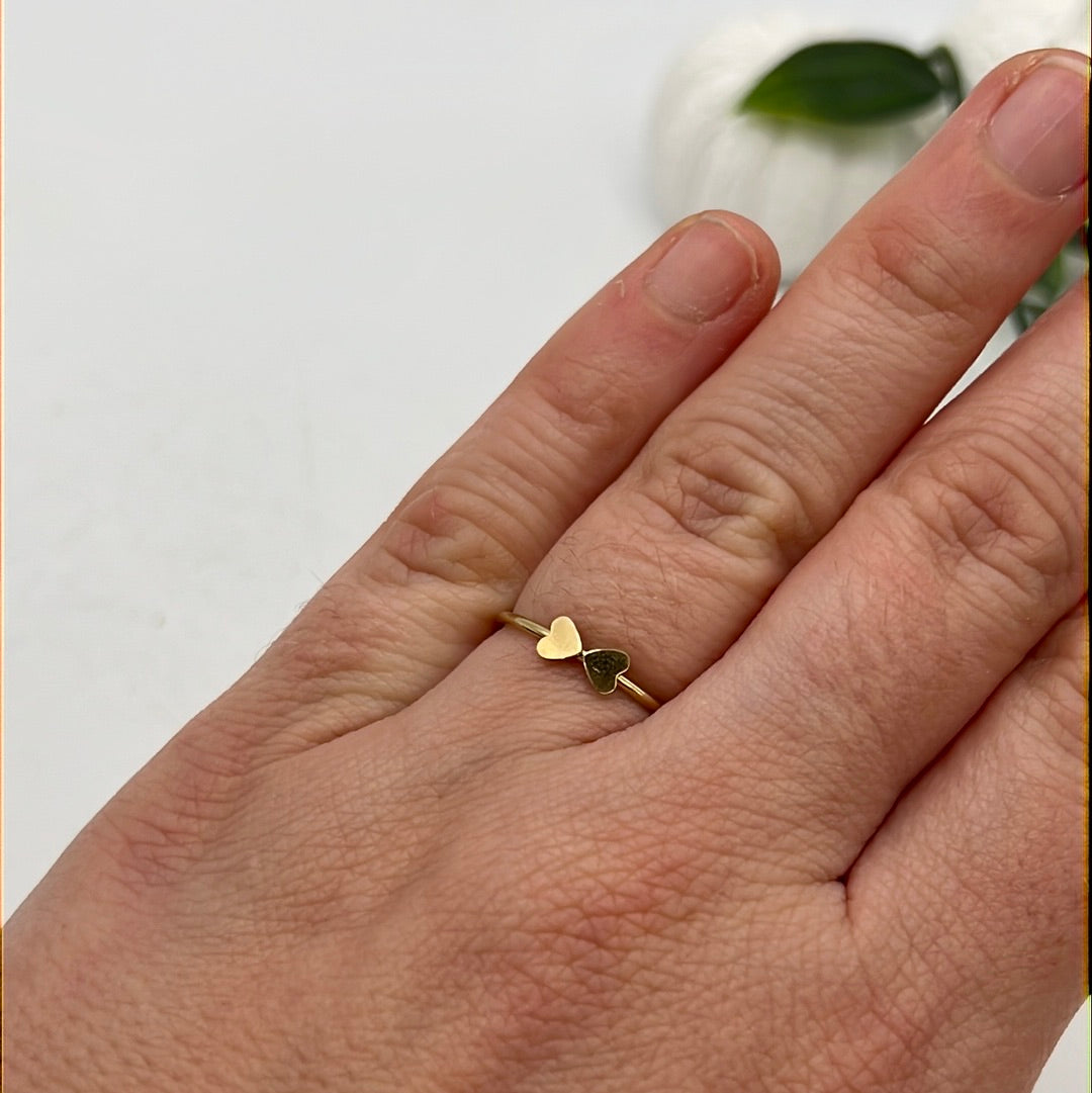 14K Gold Double Heart Ring -  Size L 1/2