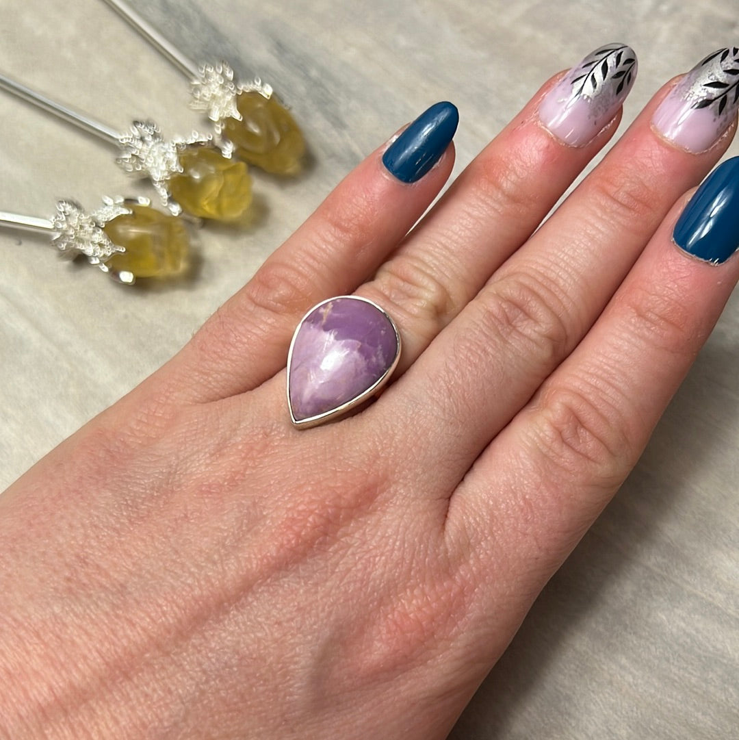 Phosphosiderite 925 Silver Ring - Size L 1/2