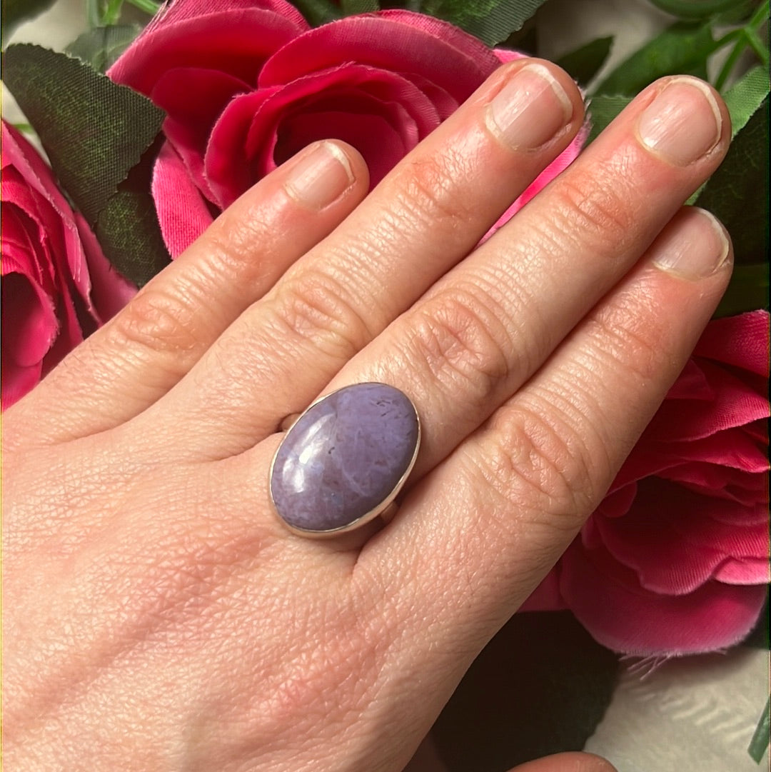 Purple Jade Natural 925 Sterling Silver Ring -  Size P - P 1/2