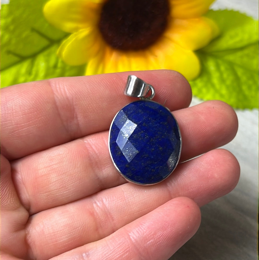 Lapis Facet 925 Sterling Pendant