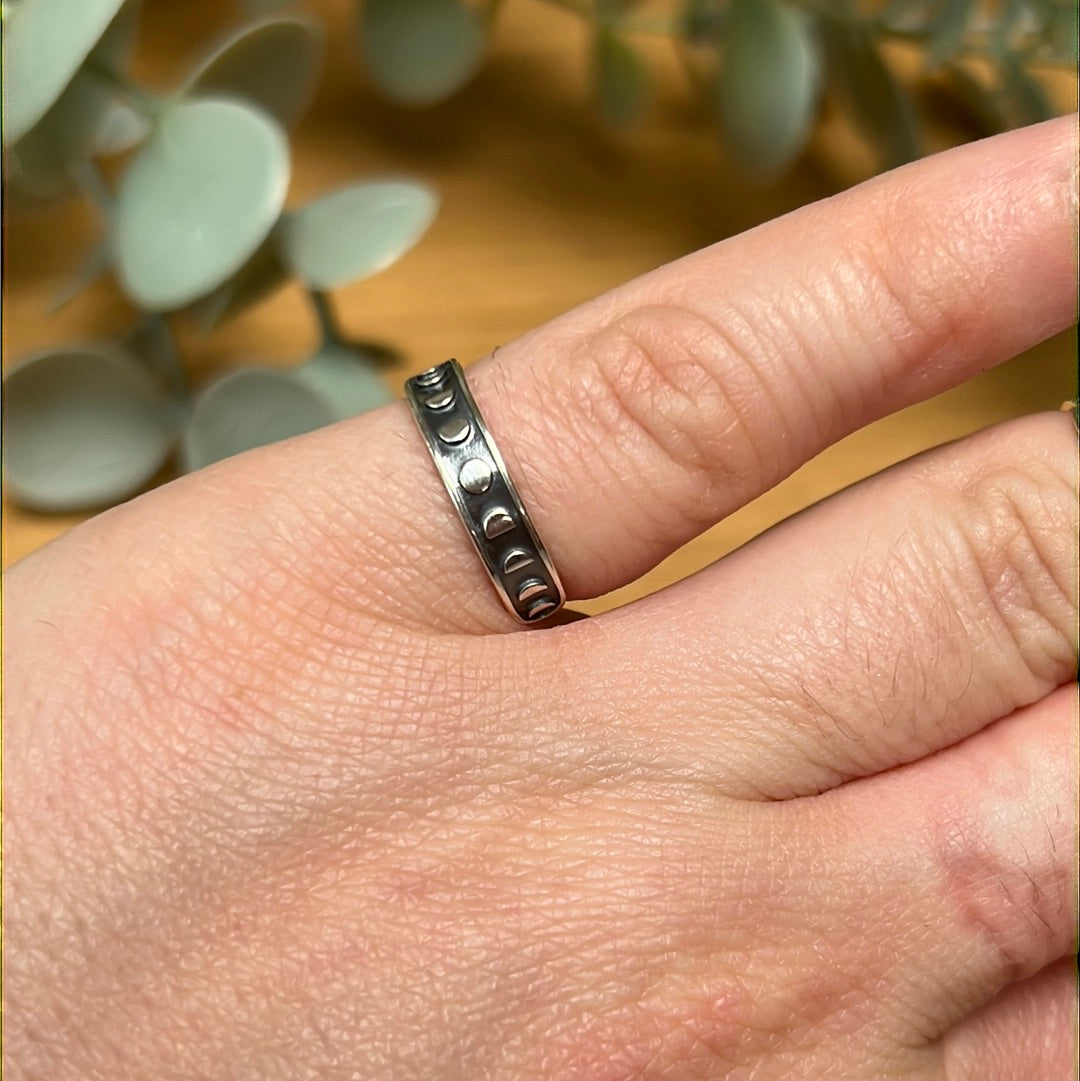 Lunar Moon Phase - Mini Iddy Diddy - (child / toe ) Adjustable 925 Sterling Silver Ring