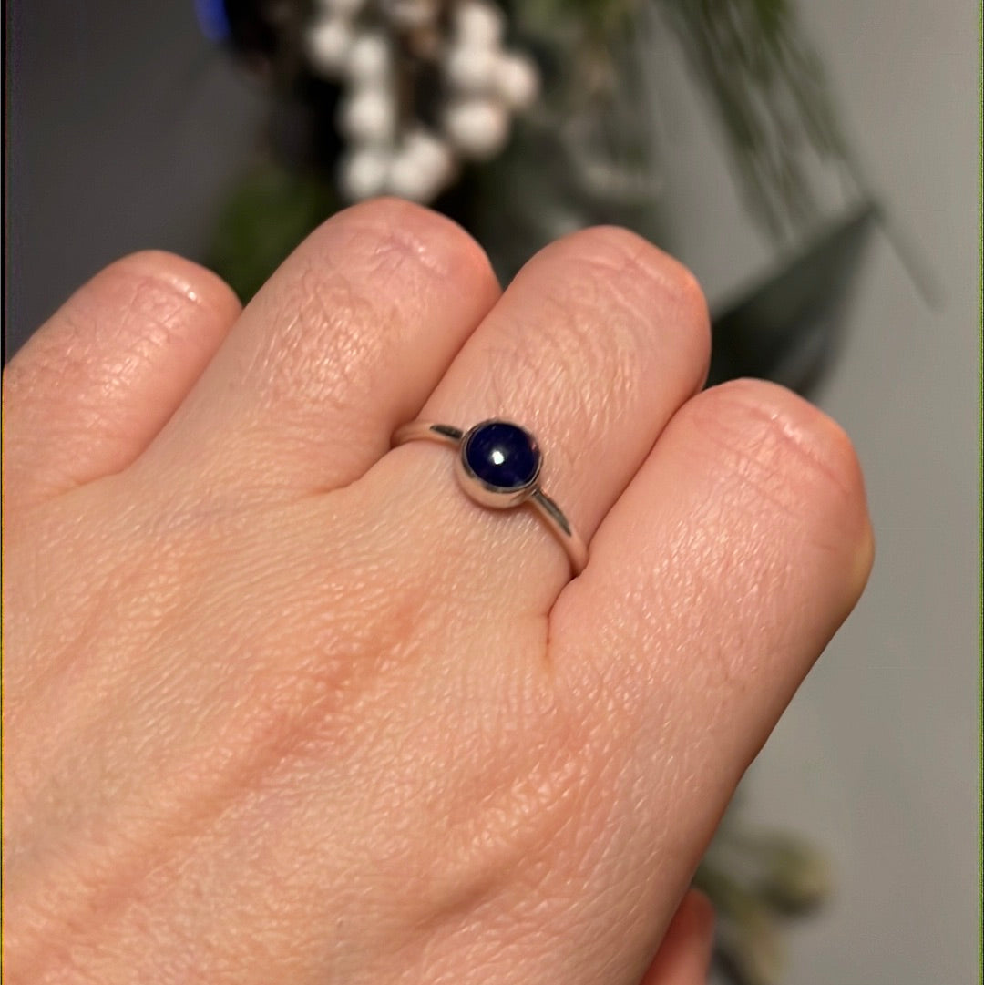 Lapis Dainty 925 Silver Ring - Size N 1/2