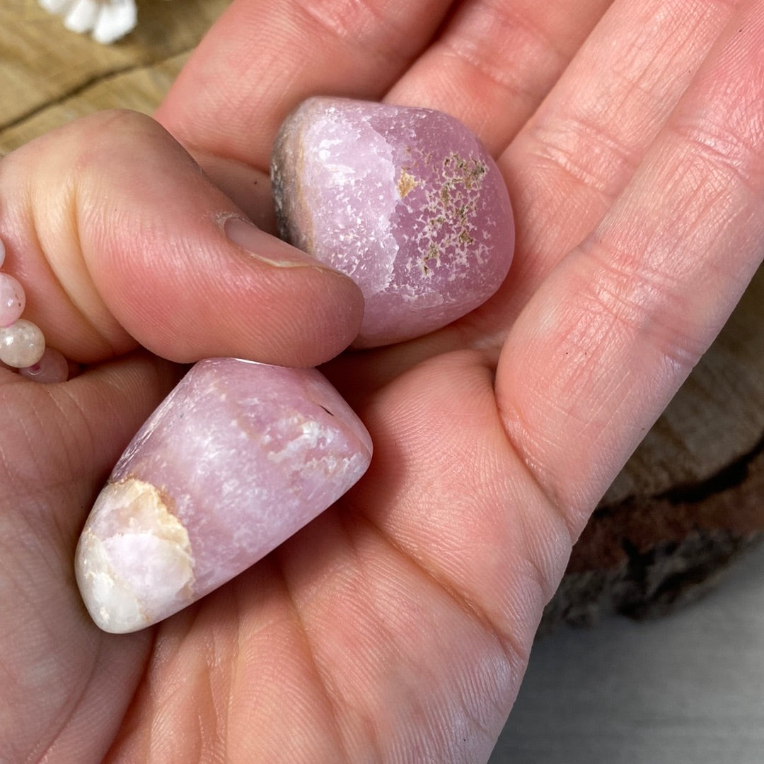 Pink Aragonite tumble tumblestone
