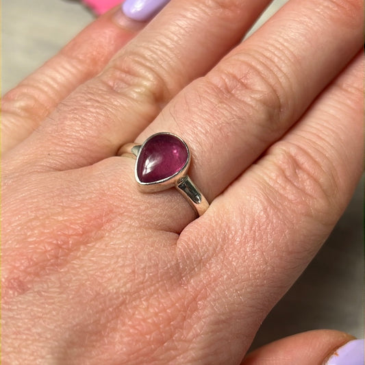 Ruby Natural 925 Silver Ring -  Size N 1/2