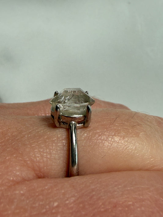Herkimer Adjustable Silver Plated Ring
