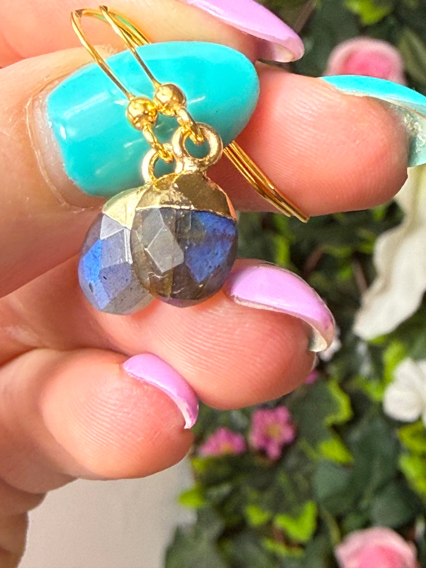 Lab Facet Earring & Necklace 18K Gold Set