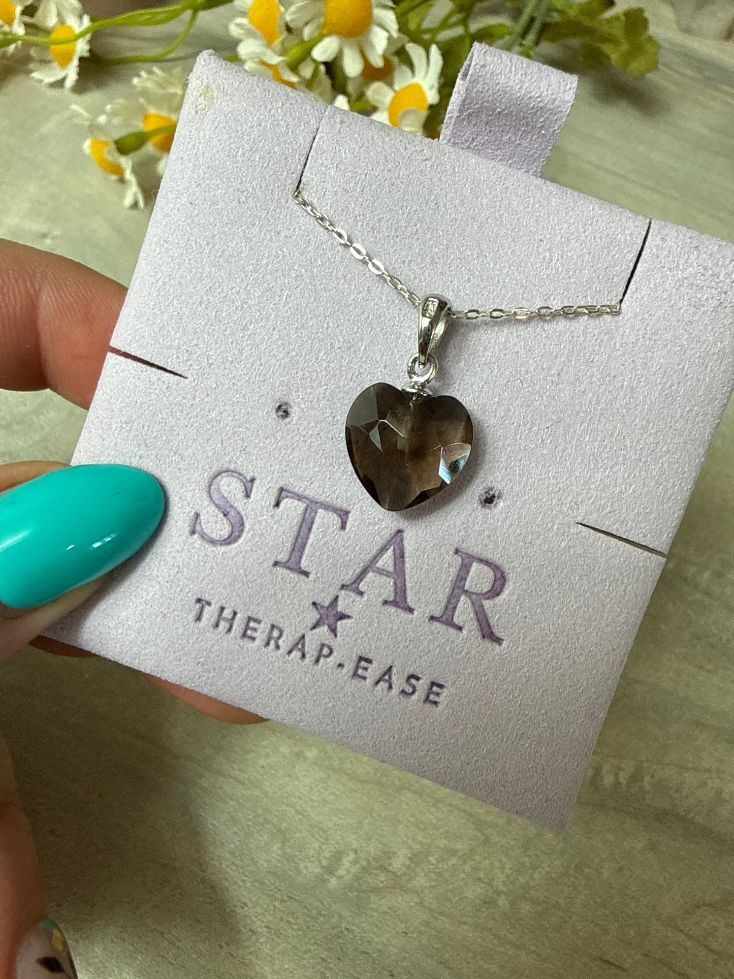 Smoky Facet Heart 925 Silver Pendant