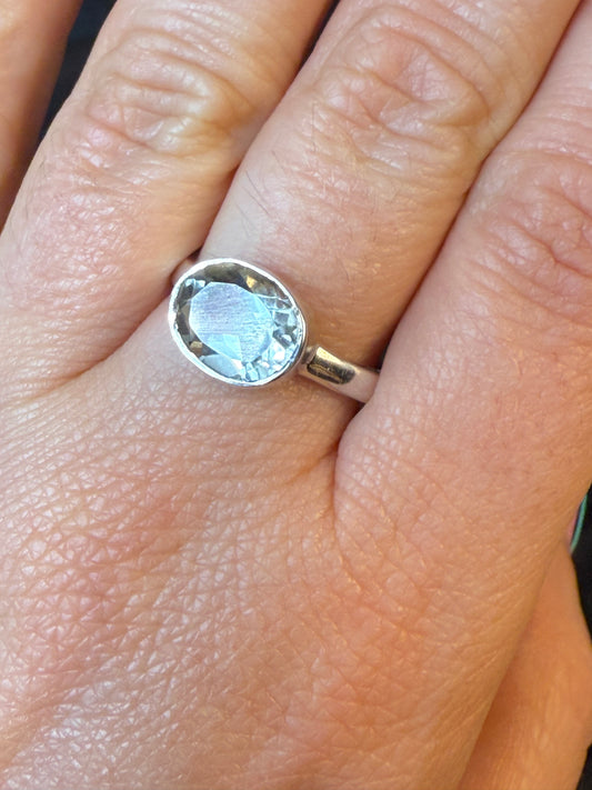 Prasolite 925 Ring - Size Q Green Amethyst